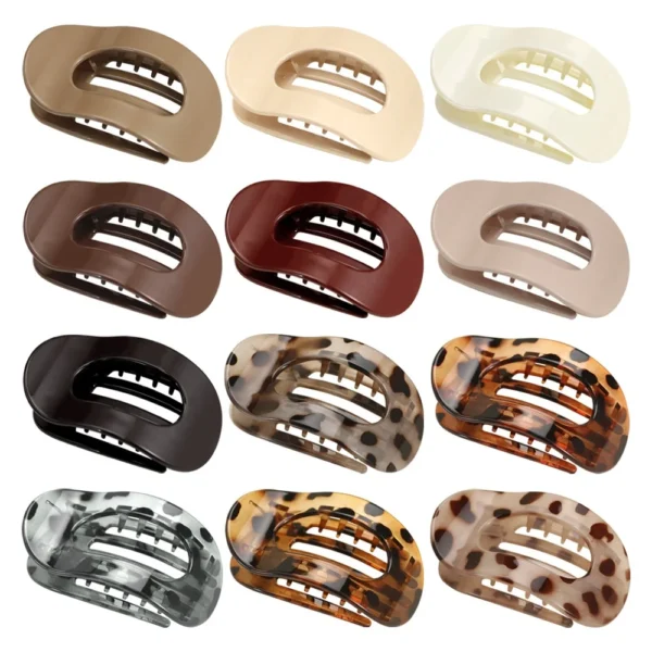 Large Glossy Oval Flat Claw Clip